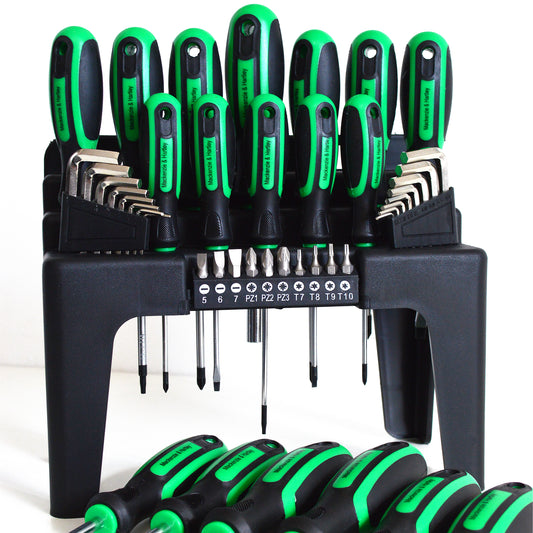 Soft Grip Magnetic Tip Screwdriver Set, Hex Key, 1/4" Bit Driver and Bits (44 Piece)